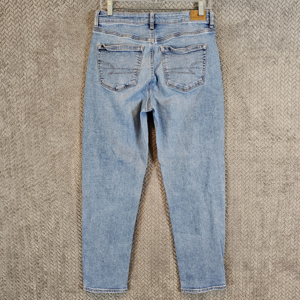 American Eagle Womens High Rise Mom‎ Jeans Medium Wash Blue Stretch Denim Size 8 - Picture 6 of 11